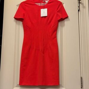 Diane Von Furstenberg Vibrant Red Short-Sleeve Sheath Mini Dress